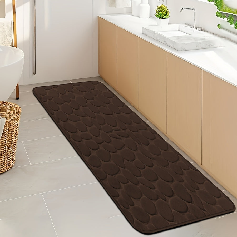 Quick-Dry Pebble Bath Mat Non-Slip Sponge Floor Mat for Bathroom Kitchen Laundry Bedroom
