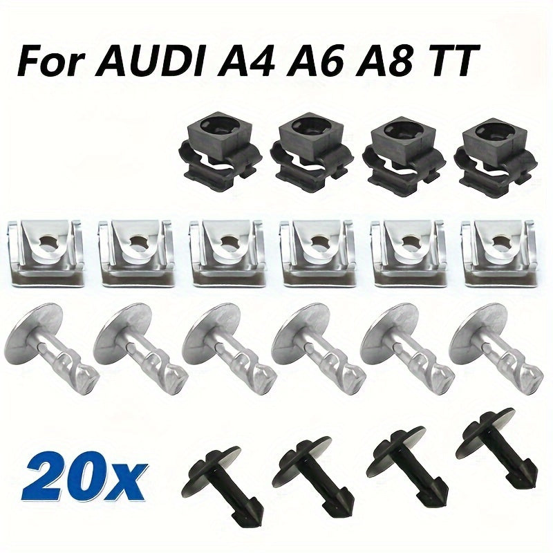 20Pcs Car Under Cover Fastener Clips with Screws for Vehicles