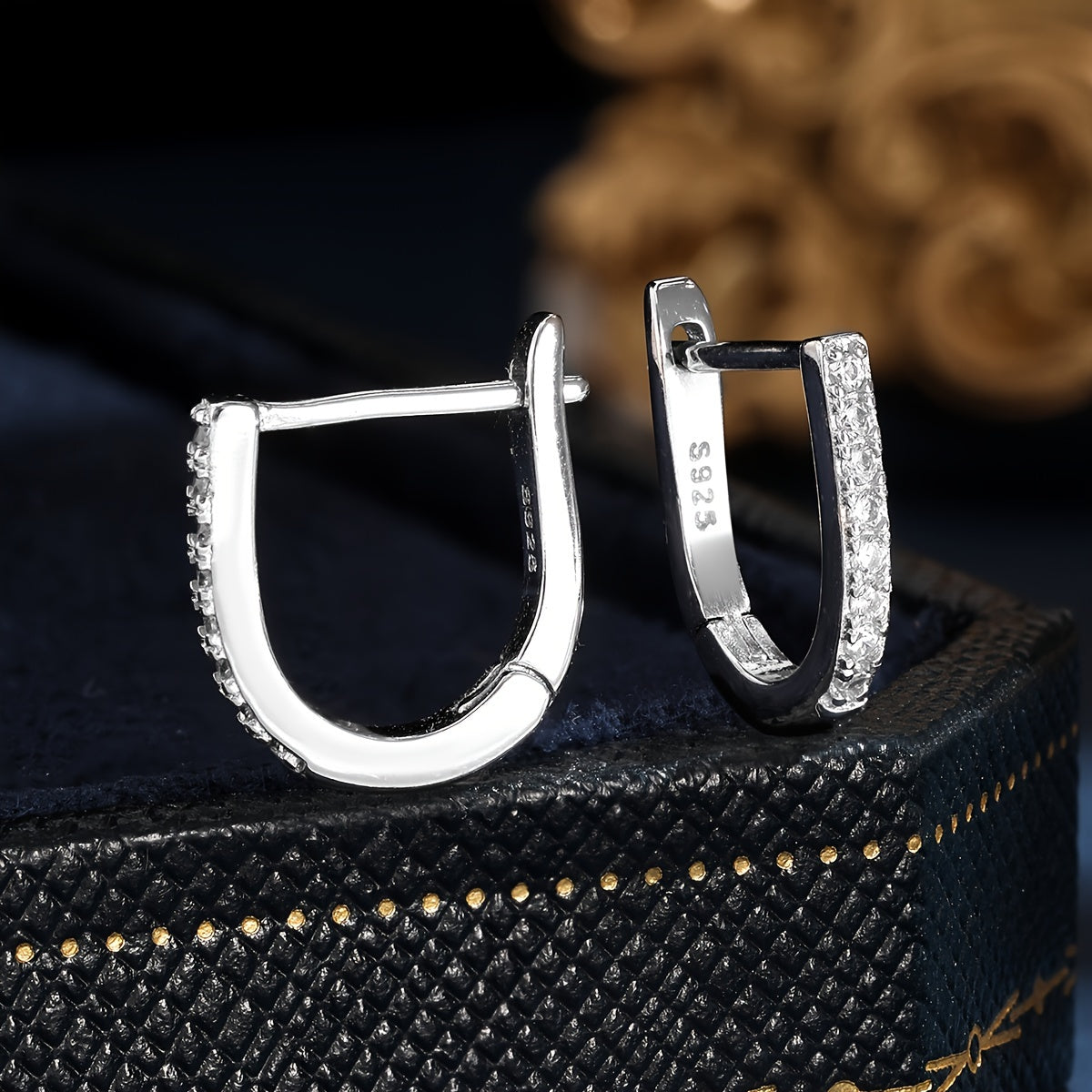 Sterling Silver Hoop Earrings with Zirconia Stones for Women