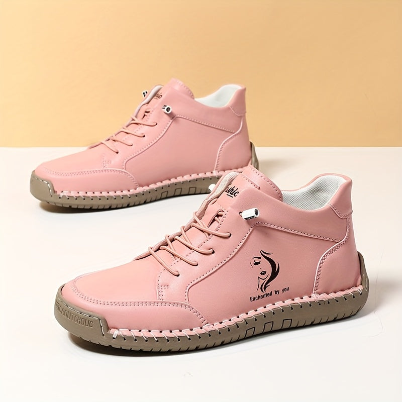 Women's Ankle Boots Leather Breathable Microfiber Non-Slip Casual Sneakers