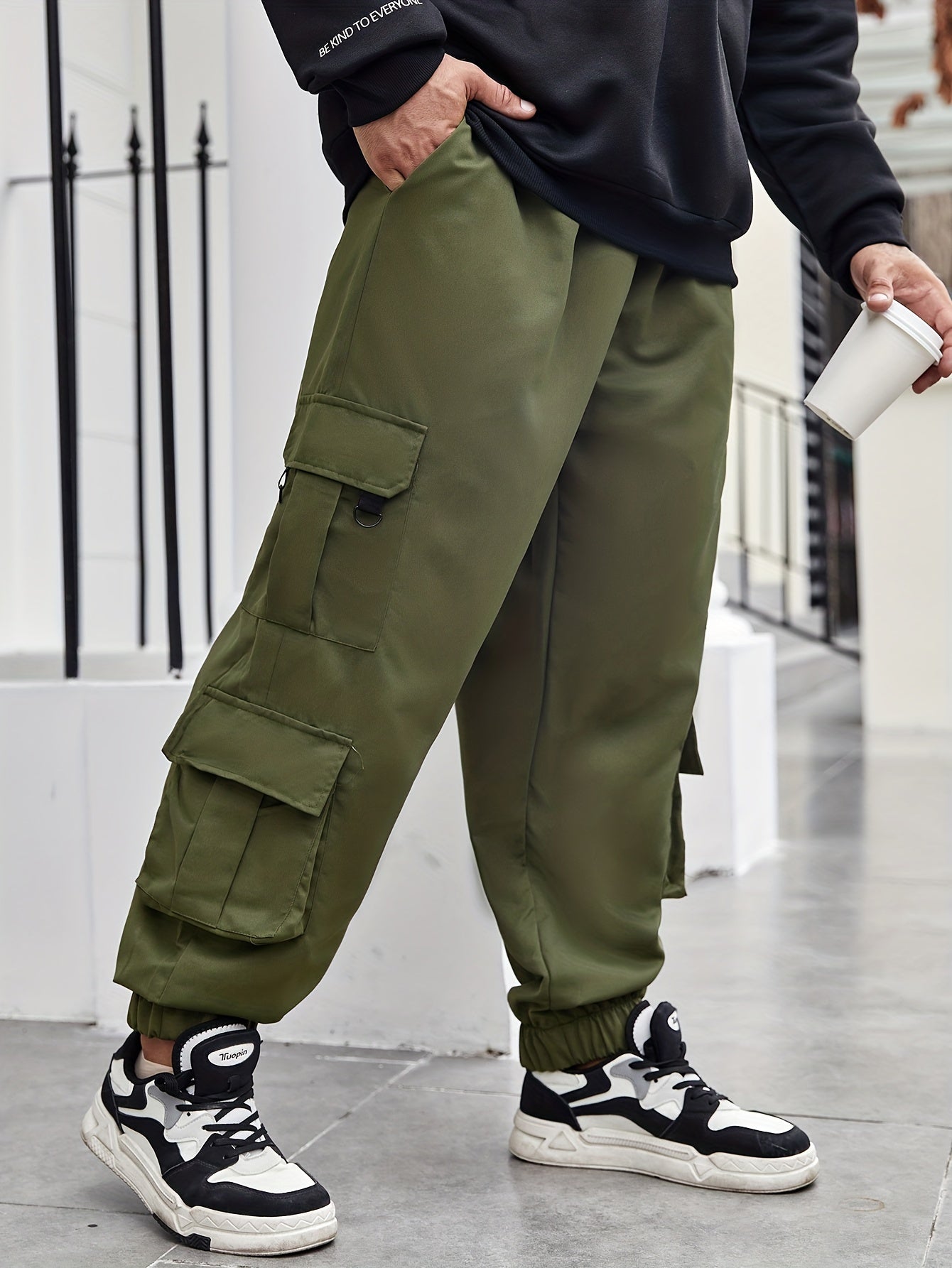 Men's Plus Size Cargo Pants with Pockets for Spring and Fall Fashion