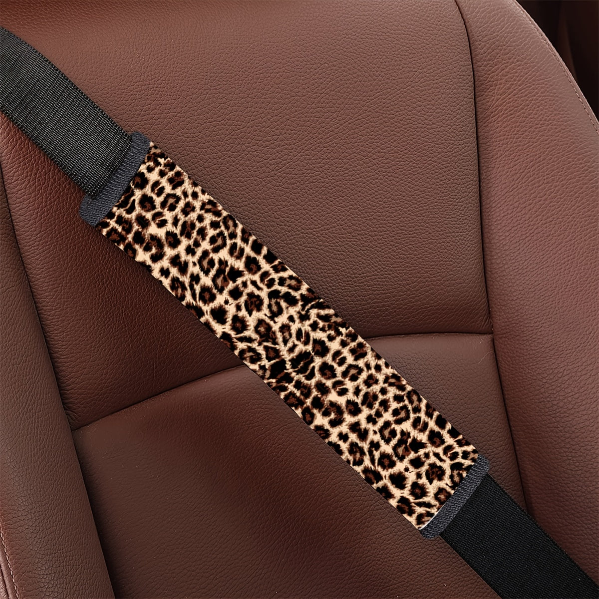 Leopard Print Shoulder Pad Cover Polyester Car Seat Belt Cushion Protector