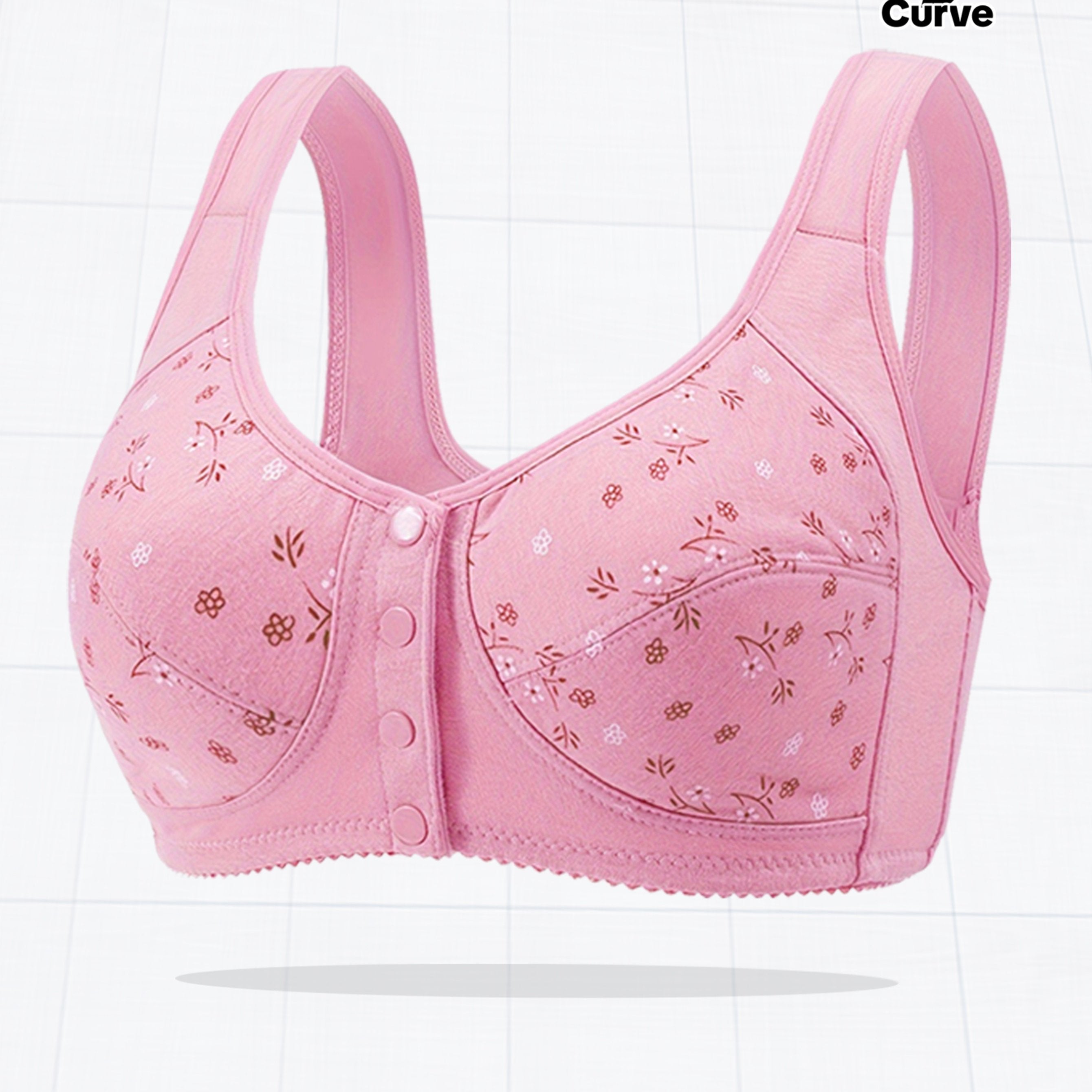 Plus Size Printed Front Button Sports Bra for Women Yoga Exercise Wear