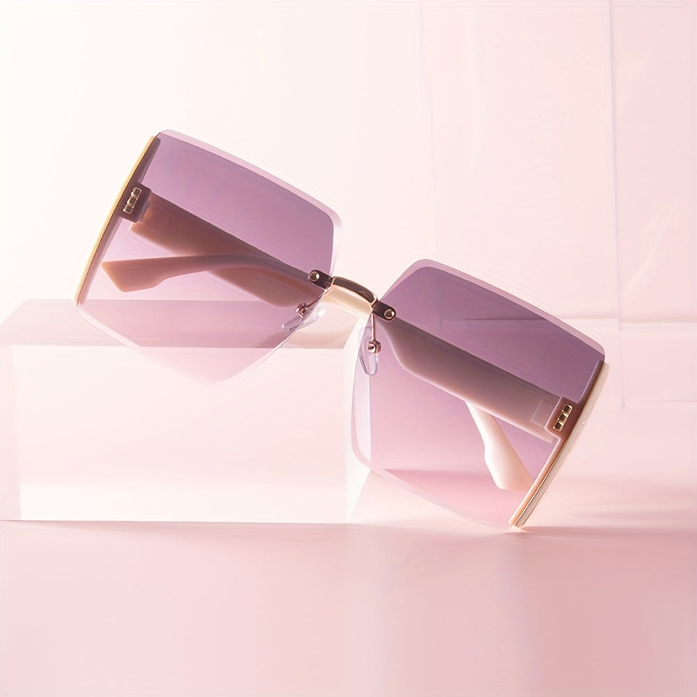 Unisex Rimless Sunglasses Large Gradient Lenses Summer Beach Travel