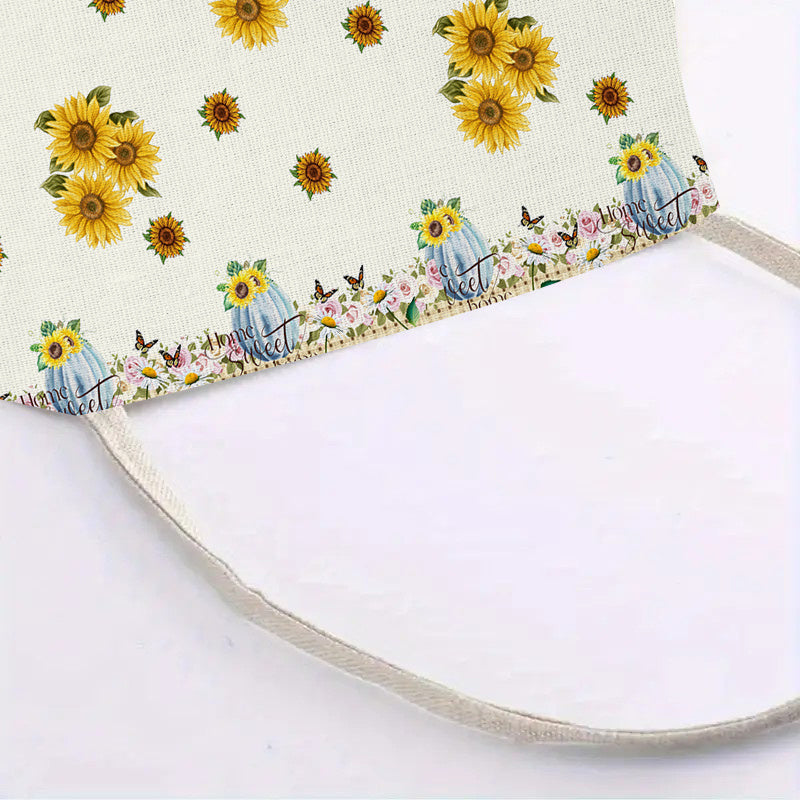 Delantal de lino con patrón de girasoles para cocinar y comer, sin mangas, babero para cocina