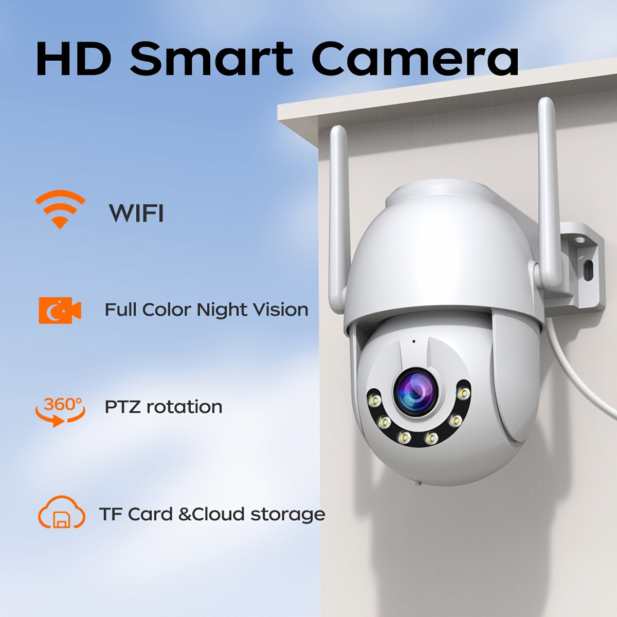 3MP HD WiFi Indoor Outdoor Security Camera with Two-Way Audio AI Motion Detection Night Vision