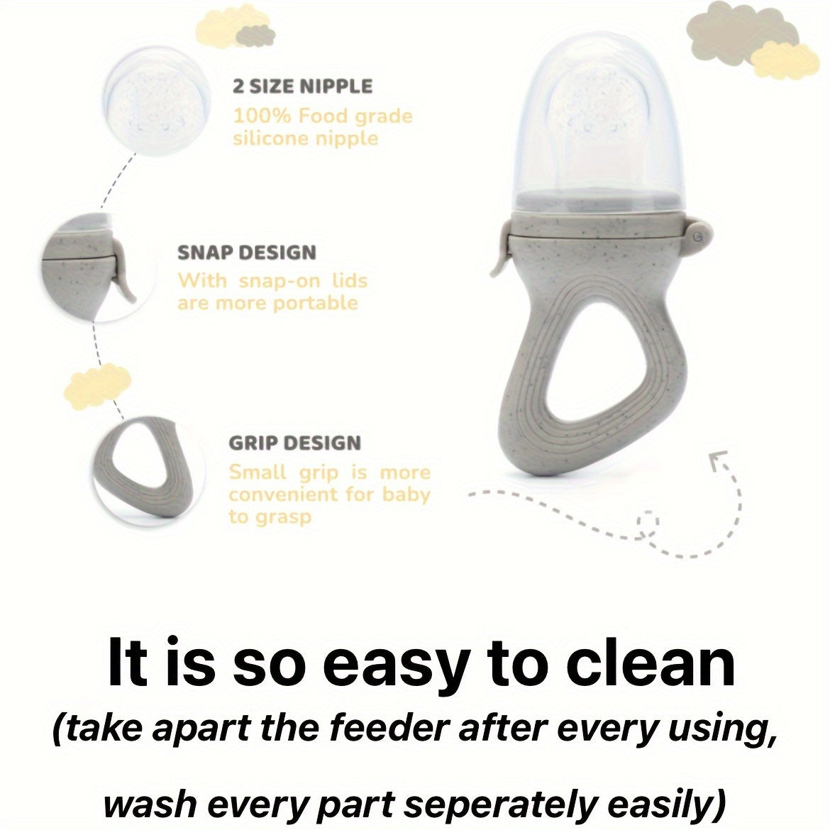 Baby Food Feeder Set with 3 Soothing Items Fruit Feeder Teething Toy BPA-Free Silicone