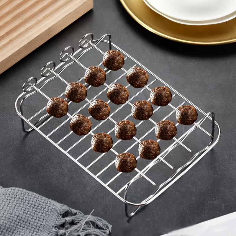 Stainless Steel Kebab Grill Rack with Skewers for Air Fryer Deep Fryer and Pressure Cooker