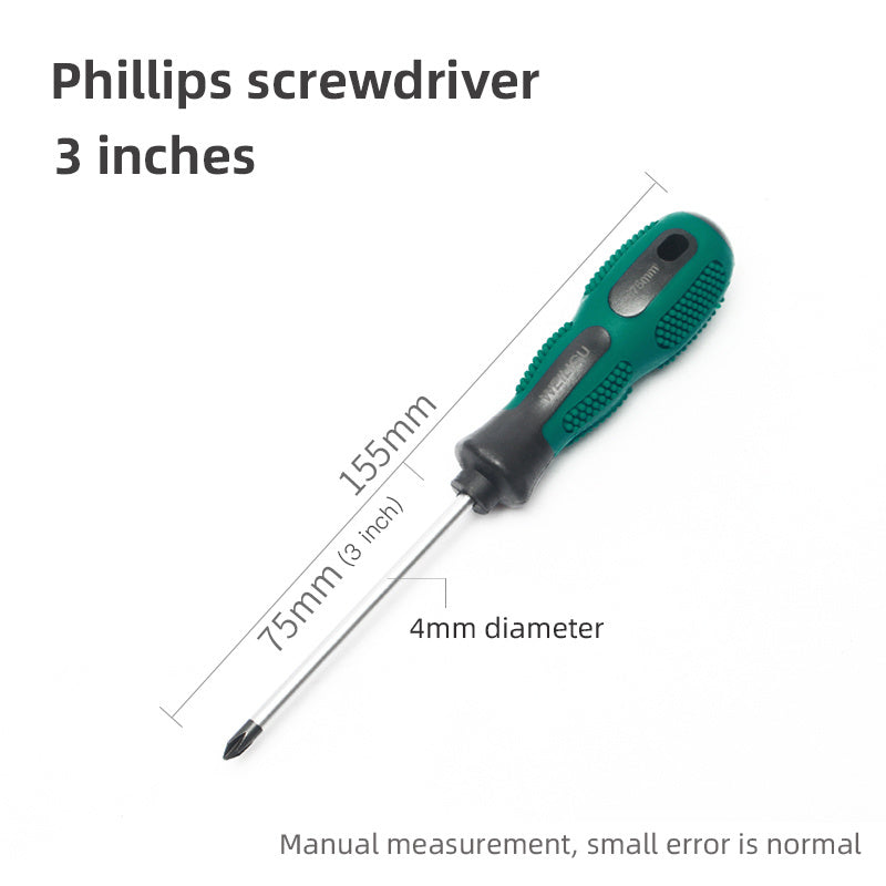 Magnetic Slotted Flat Head and Phillips Screwdriver Set, Non-Slip, 3-4 Inch