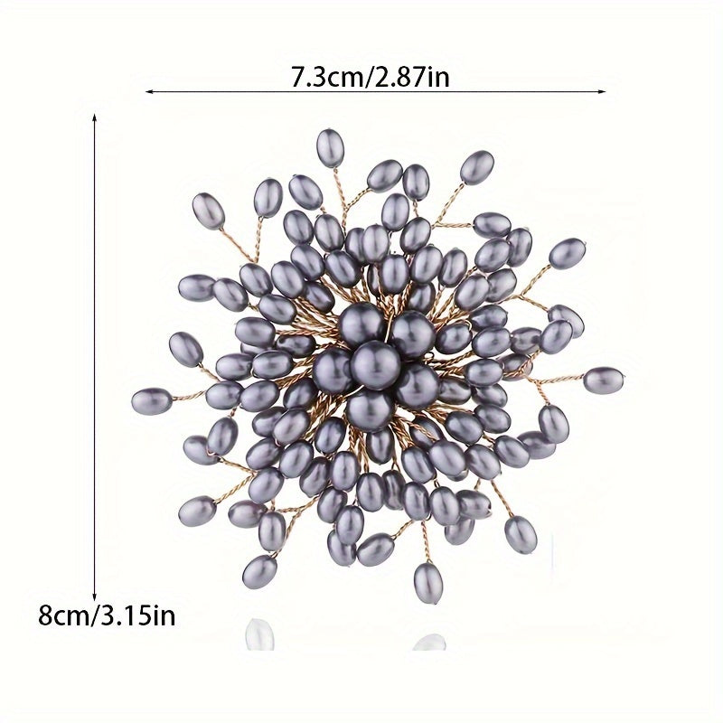 Handmade Snowflake Brooch Pin with Resin Pearls Unisex Christmas Clothing Accessory