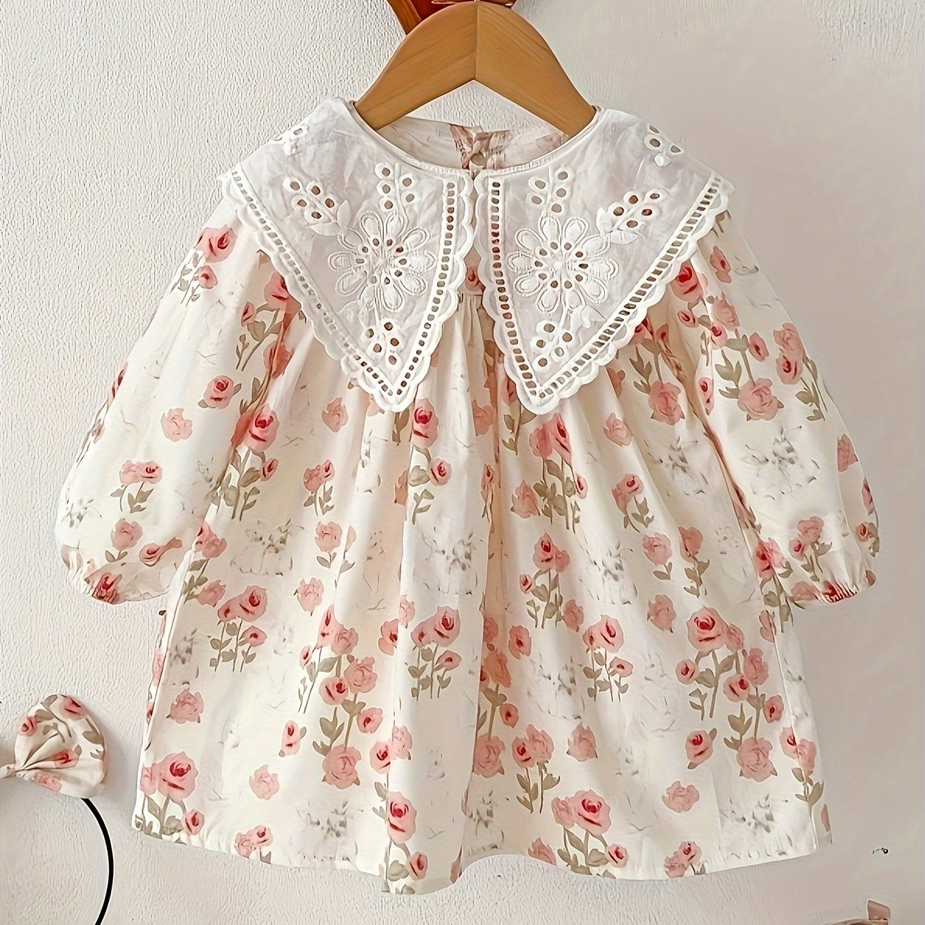 Girls Floral Cotton Long-Sleeve Dress for Spring and Fall