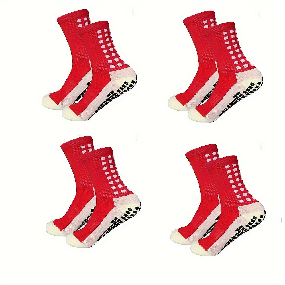 Men's Football Socks 4 Pairs Knit Polyester Terry Bottom Anti-Slip Wear-Resistant