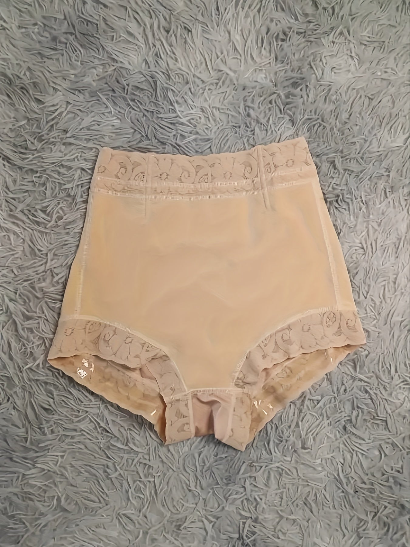 Breathable Lace Trim Butt-Lifting Panties for Women Solid Color Knit Shorts