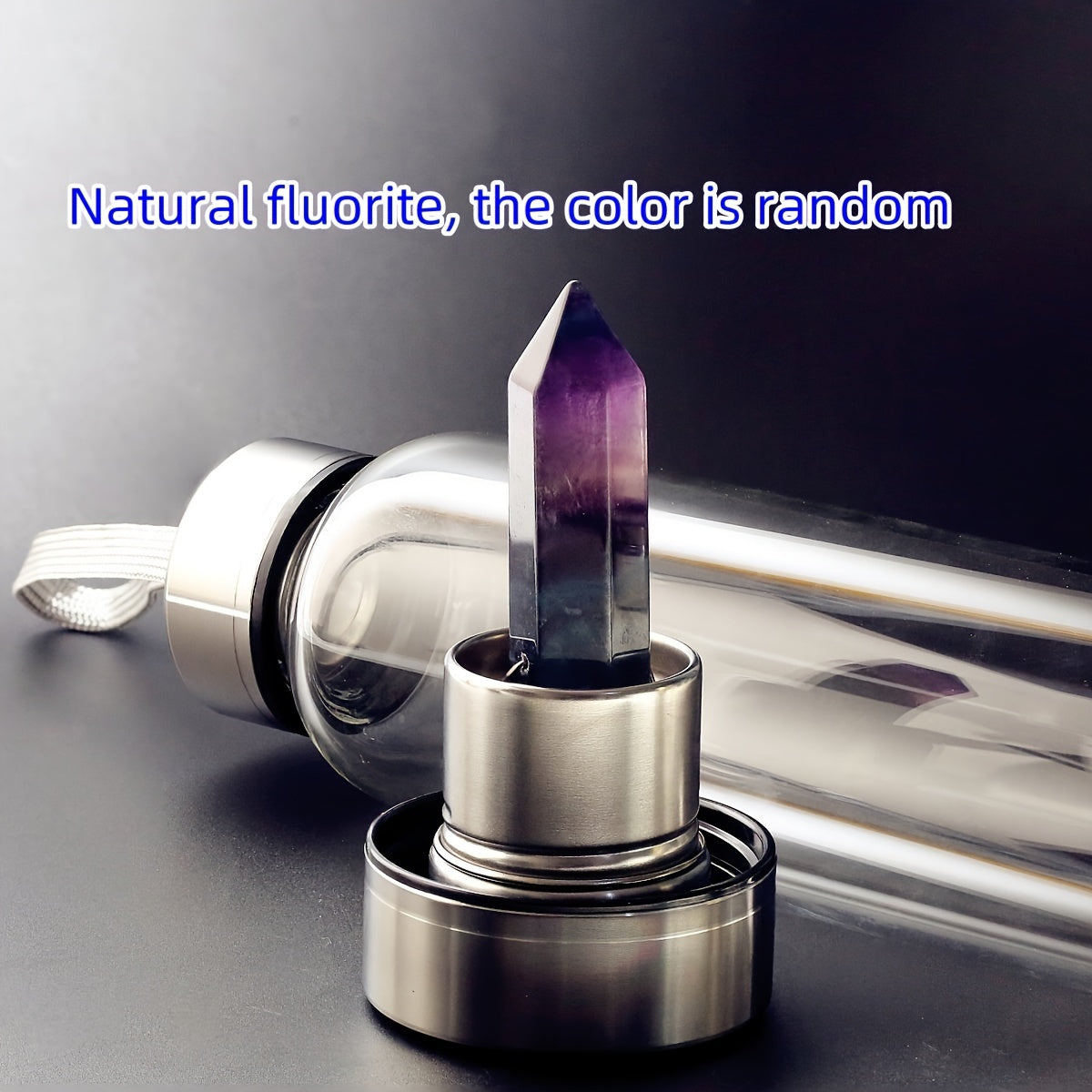 Sun'iy kristal suv shishasi, ametist va oq kristalli cho'zilgan tosh dizayni bilan