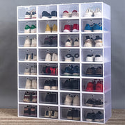 12 Clear Shoe Storage Boxes with Hinged Lids Collapsible Drawer Organizer Plastic Multi-Tier