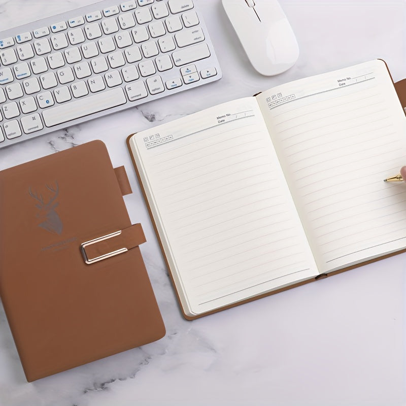 Faux Leather Notebook with Buckle Closure Waterproof Square Grid Pages A5 for Home Office Study