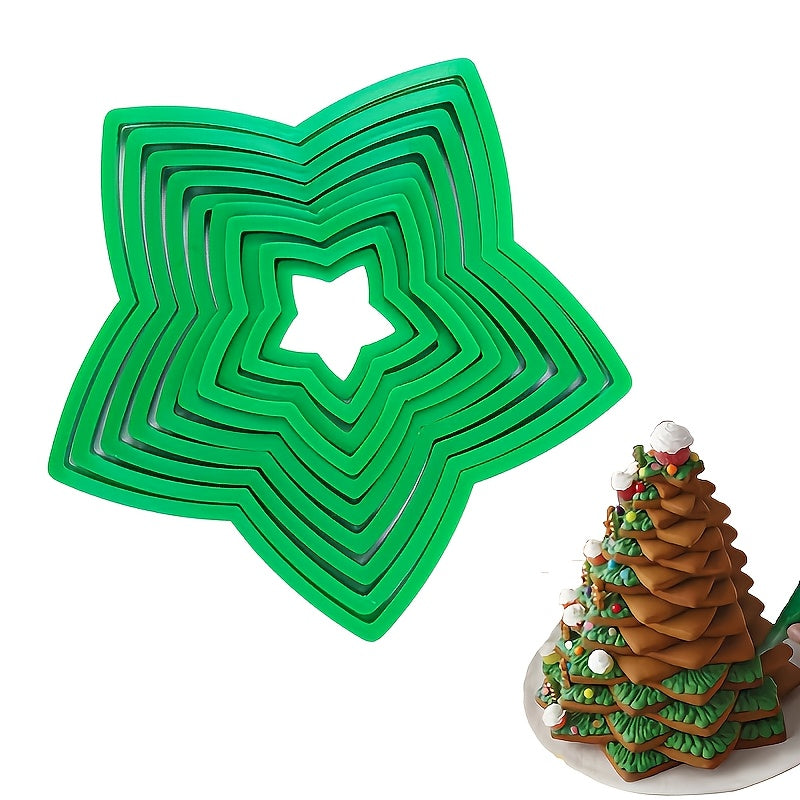 Set of 10 Christmas Tree and Star 3D Cookie Cutters for Baking