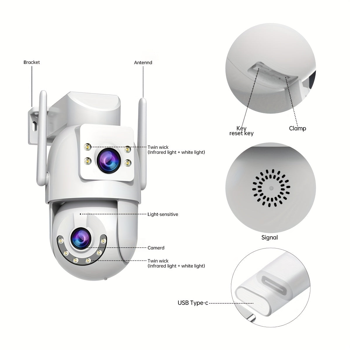 1080P HD Wireless Indoor Outdoor Security Camera with Night Vision Two-Way Audio Motion Detection and Pan Tilt Zoom