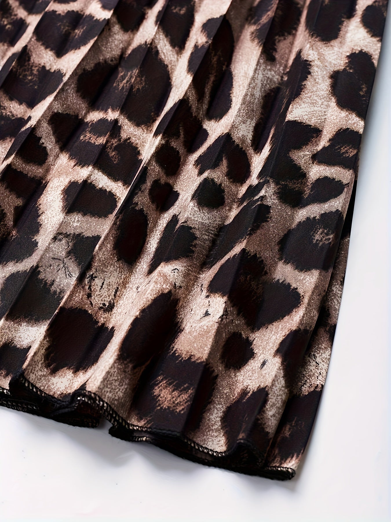 Леопардовая юбка с высокой талией и плиссировкой для женщин, лето, весна, длинная расклешенная мода