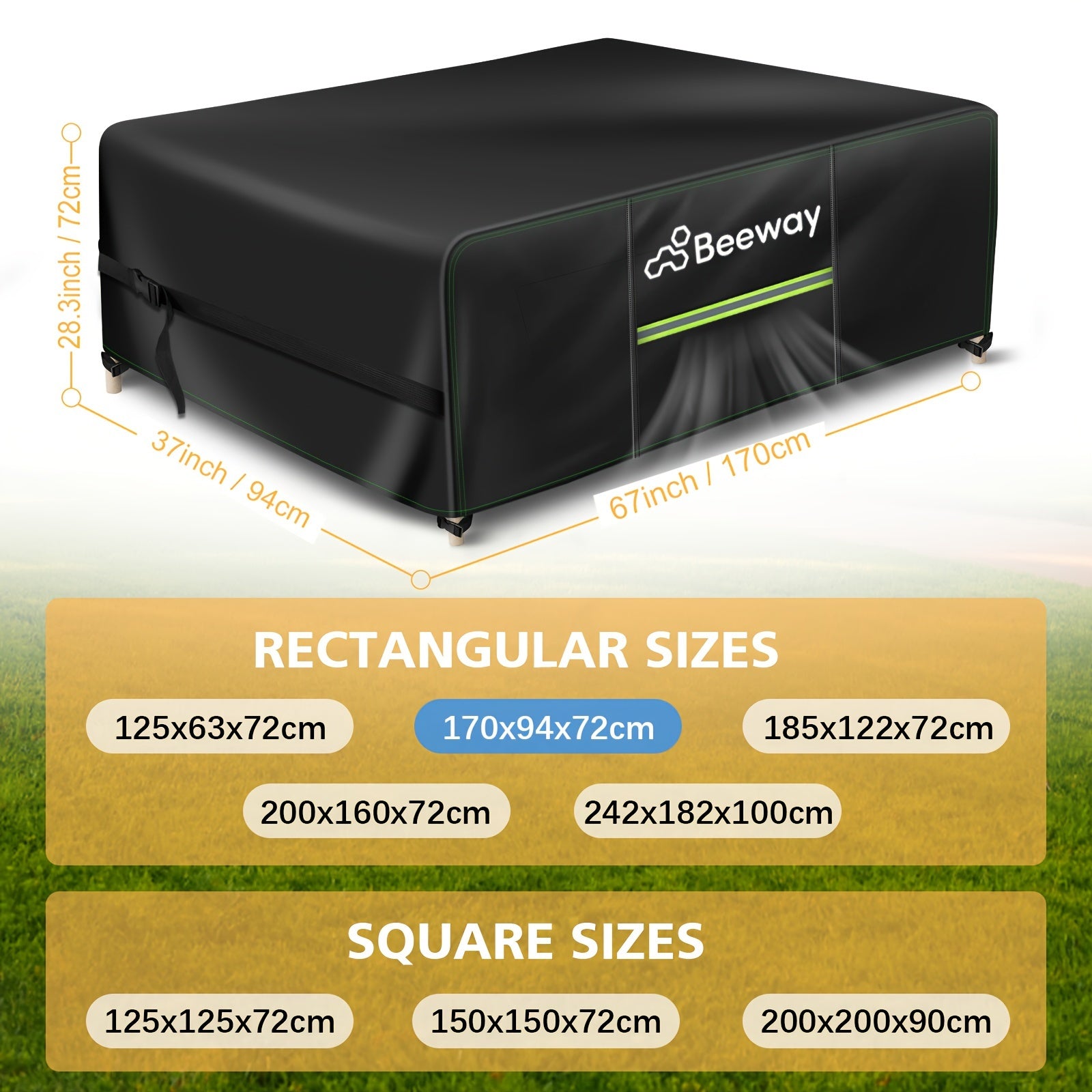 Outdoor Furniture Cover Waterproof Windproof 420D Oxford Fabric with Air Vent Black