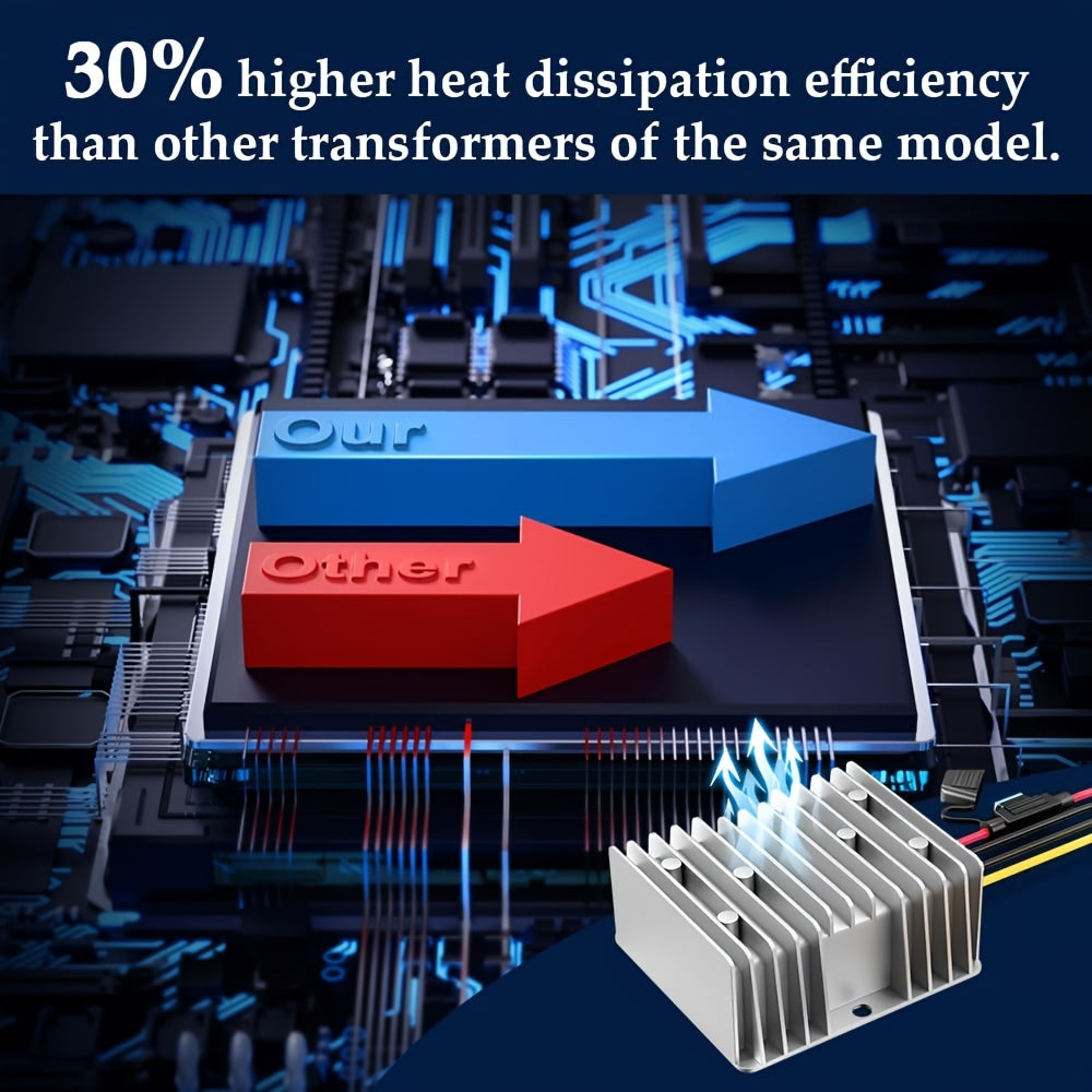 Aluminum 24V to 12V DC Voltage Converter with Fuse for Vehicles and Outdoor Use