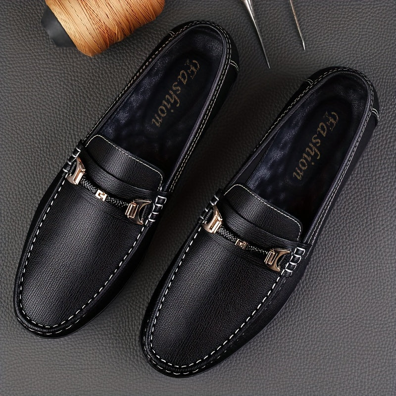 Men's Breathable Lightweight Driving Mocs with Split Cow Leather Upper for Casual and Office Wear