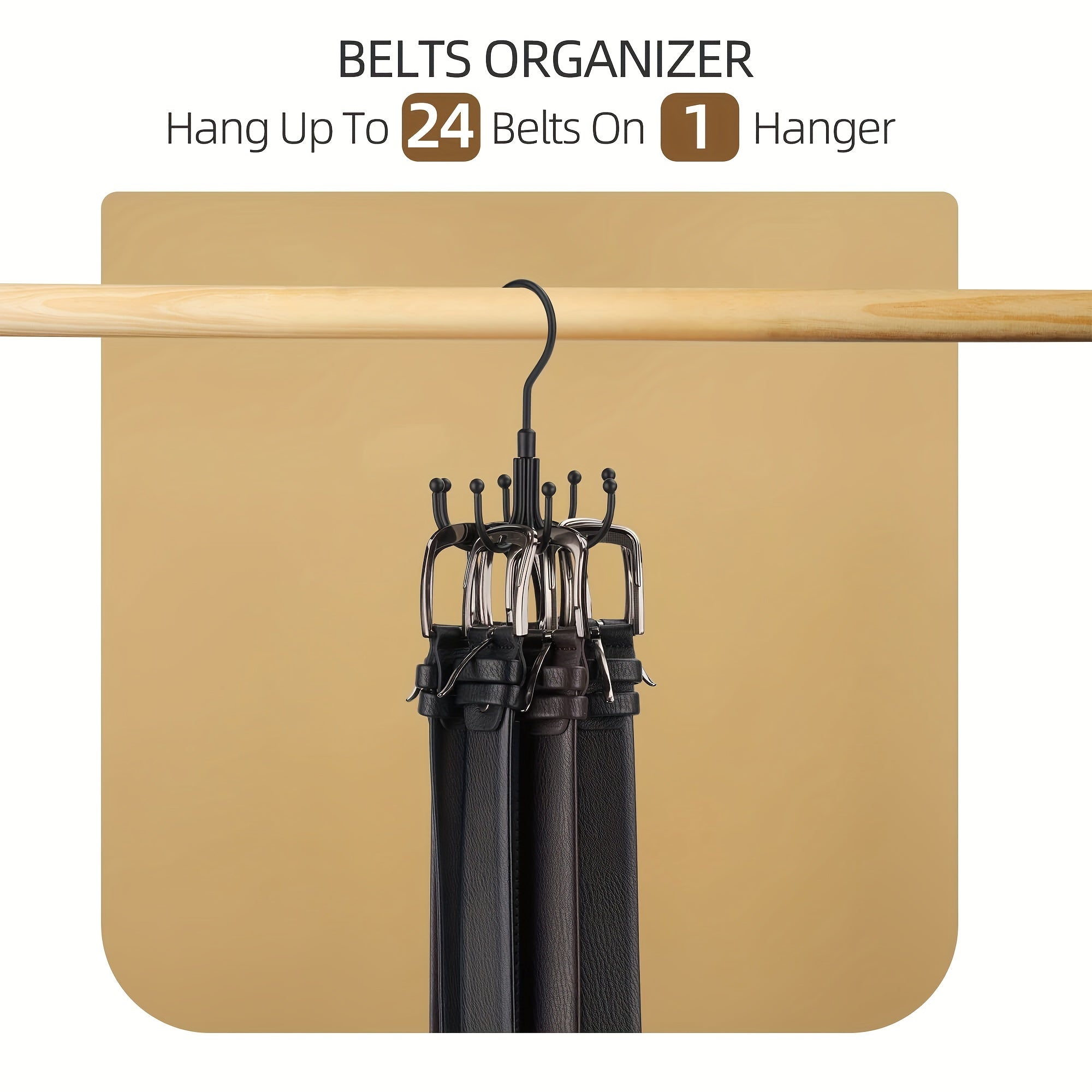 Large Capacity Stainless Steel Belt Storage Hanger with Rotating Hooks for Ties Bras Socks Underwear and Vests
