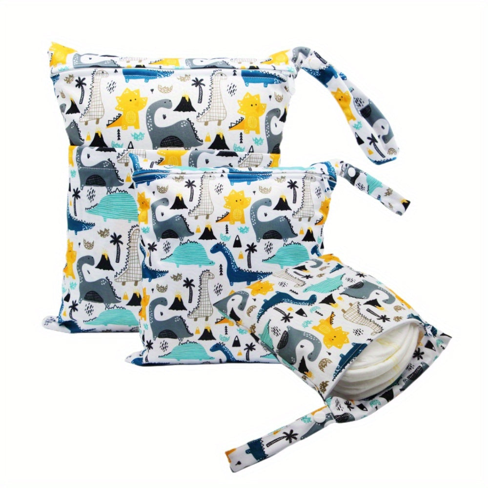 Set of 3 Waterproof Wet Bags for Diapers, Various Sizes, Baby Travel Organizer