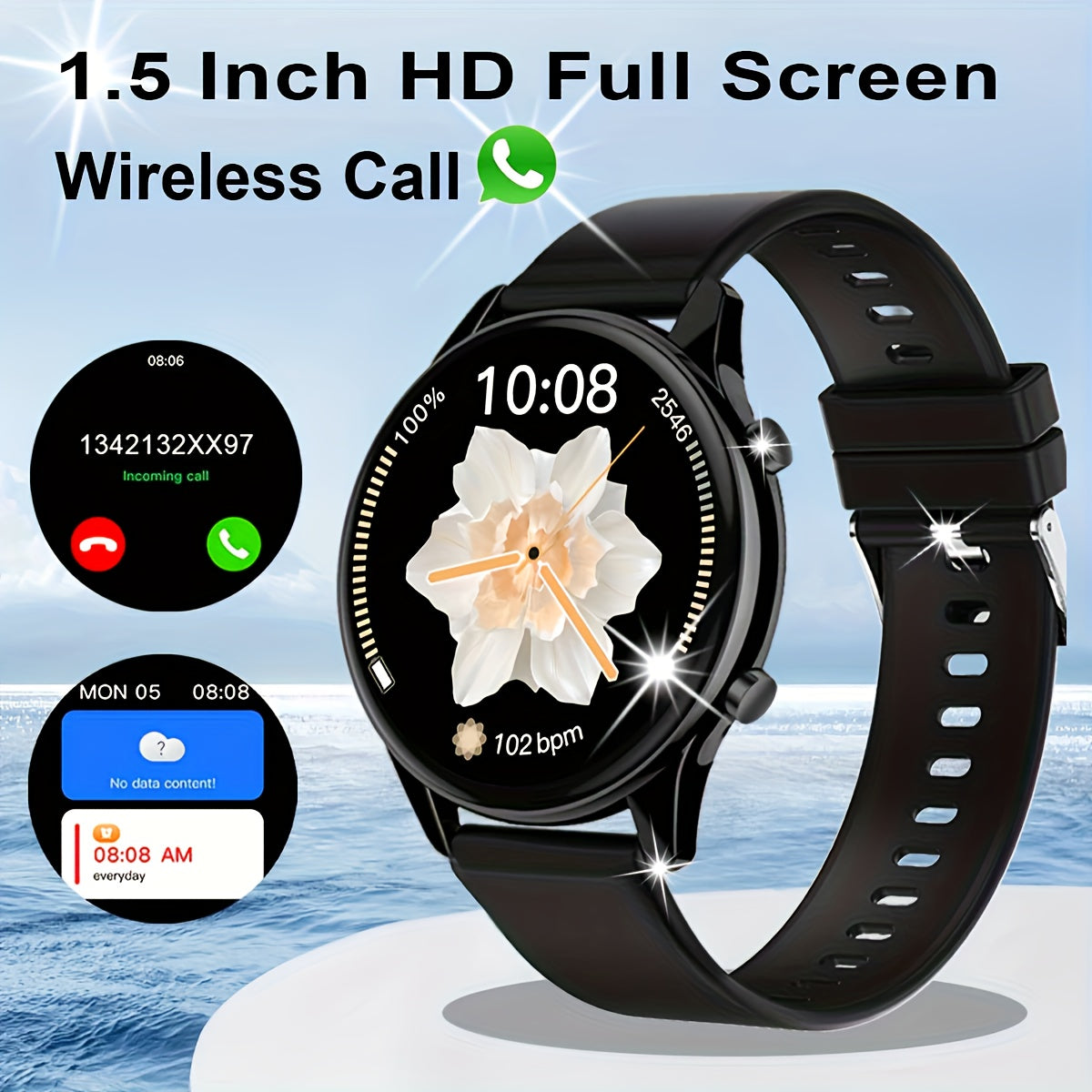 Новые смарт-часы с беспроводной связью, спортивной фитнес-функцией, голосом ИИ, более 100 спортивными режимами для мужчин и женщин.