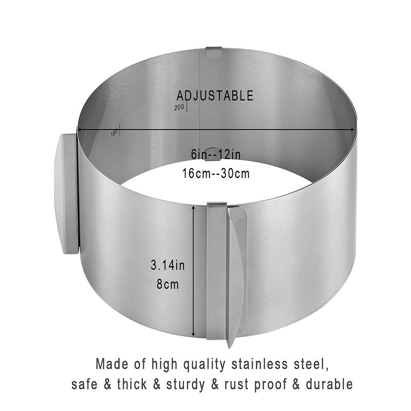 Adjustable Stainless Steel Mousse Ring for 6-12 Inch Round Cake Mold