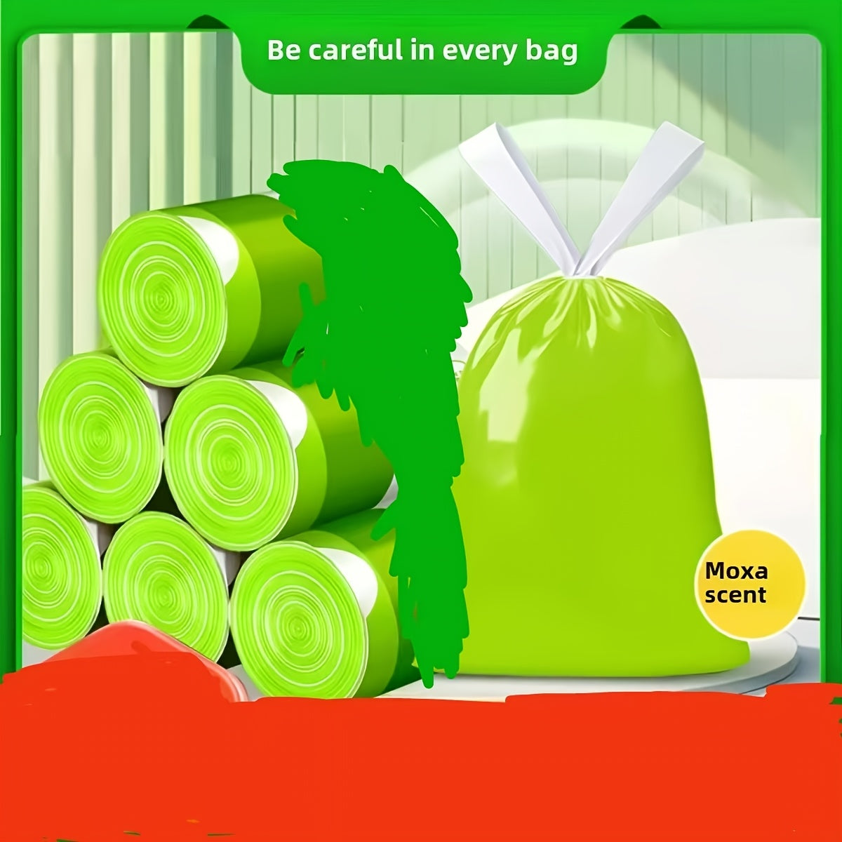 100 dona pushti teshiklarga chidamli axlat sumkasi, tortma bilan, oshxona va hammom uchun