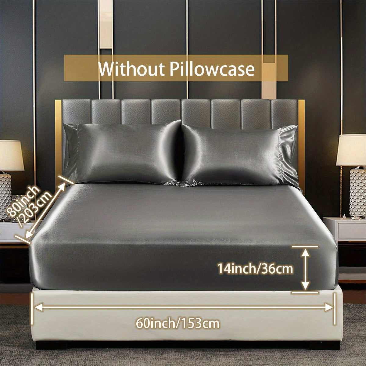 Satin Solid Color Fitted Sheet Luxuriously Soft Bedding for Bedroom and Guest Room