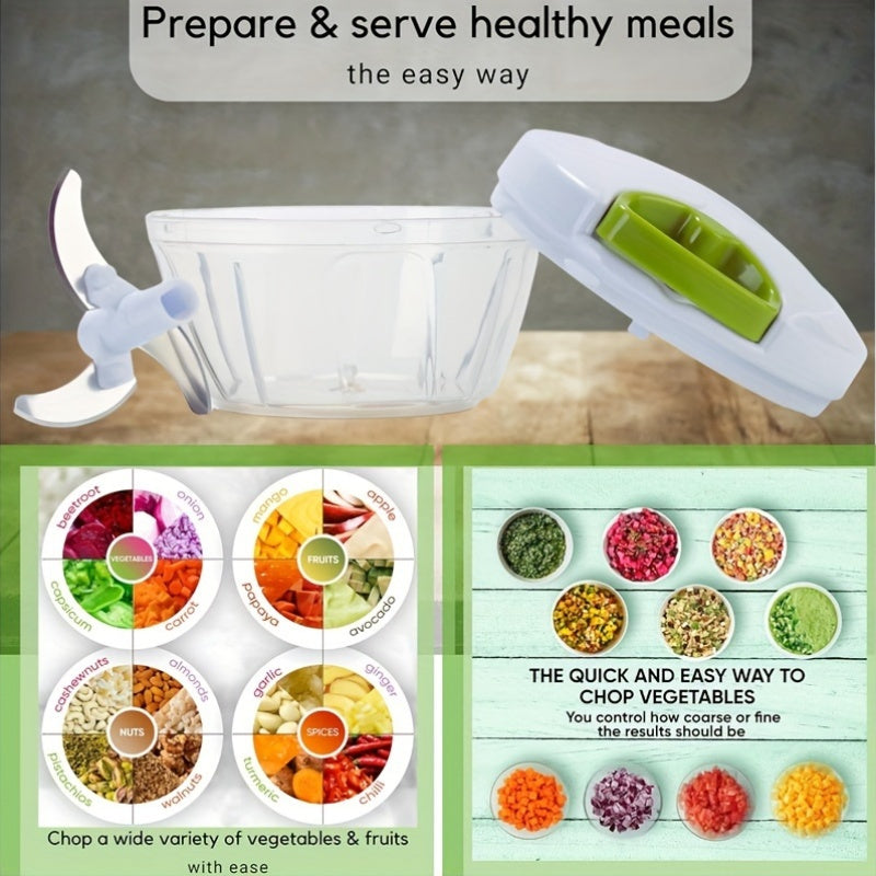 Hand Operated Food Chopper, Durable ABS, Vegetable, Nut, Herb Cutter