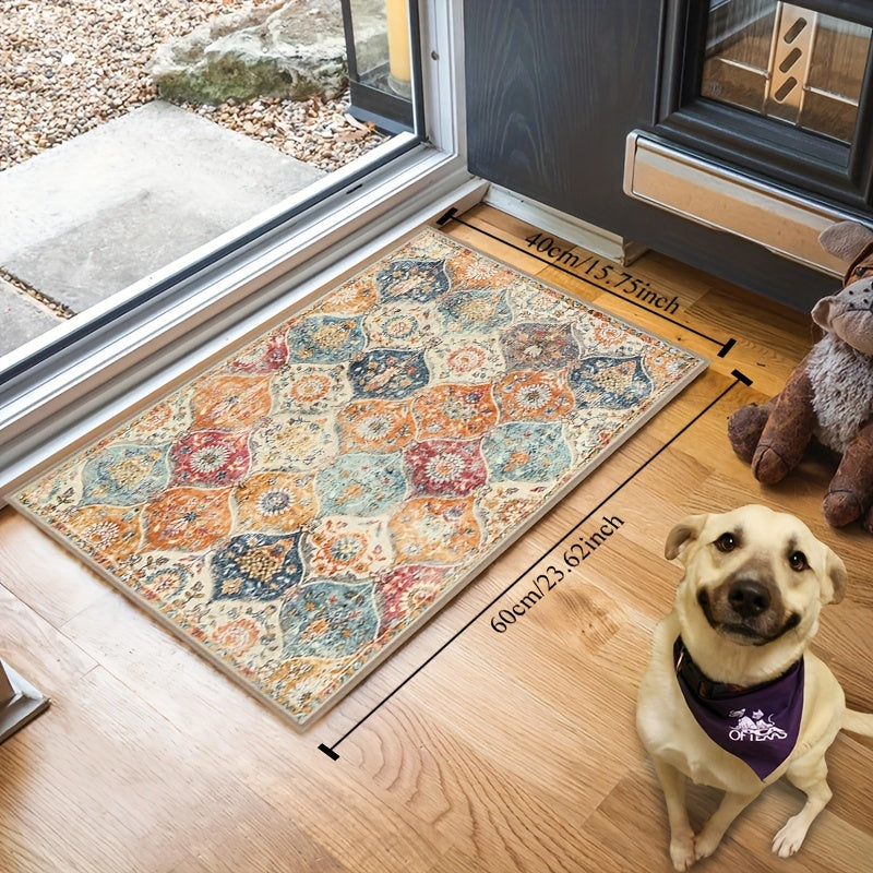 Alfombra de suelo bohemia impresa 930g de poliéster antideslizante para cocina y sala de estar