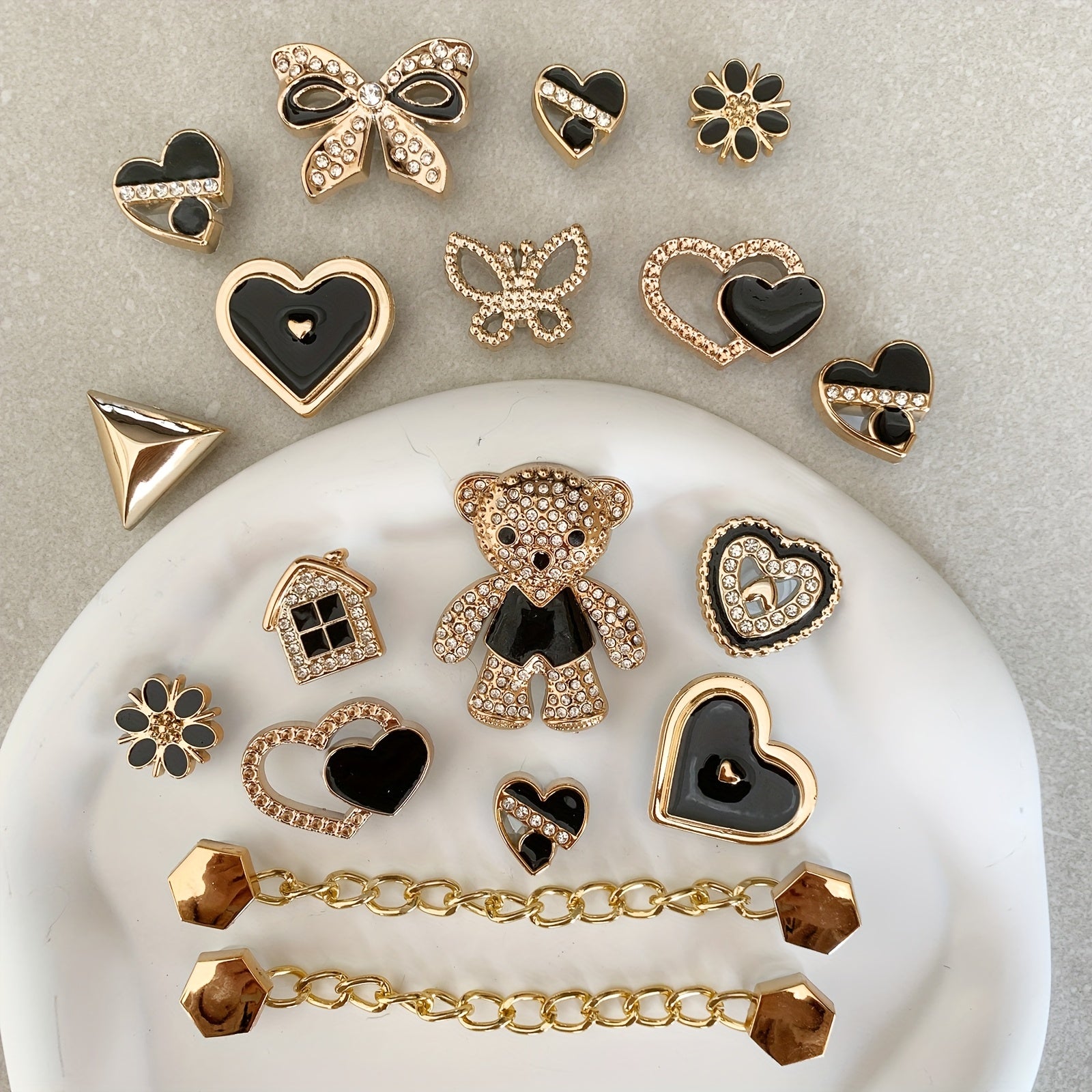 Kids Girls Shoe Charms Set with Bear Bow Hearts Detachable Accessories