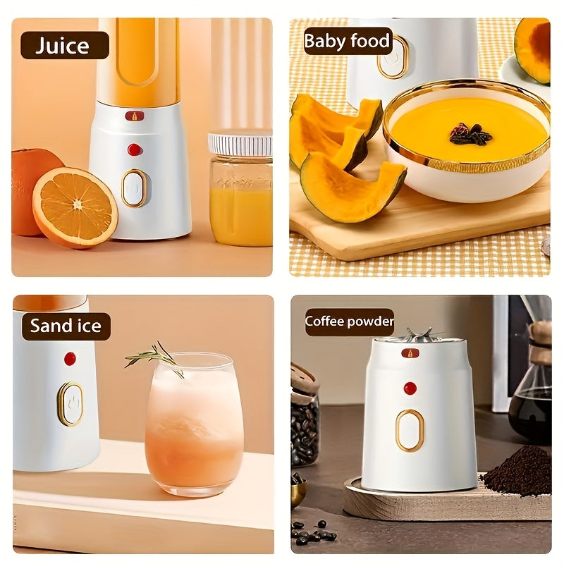 Portable Electric Juicer Set with Dual Cups Rechargeable USB for Travel and Home