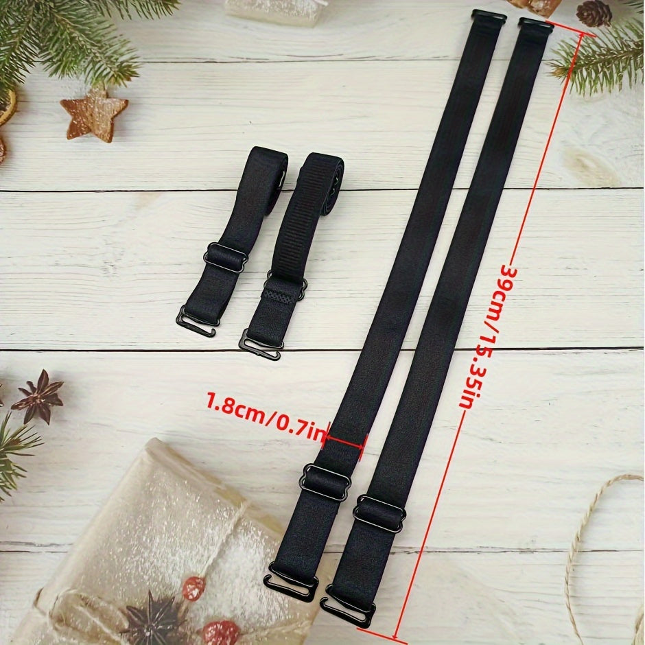 Set of 2 Adjustable Solid Color Bra Straps for Lingerie Detachable Replacement