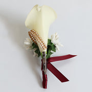 European-Style Artificial Calla Lily Corsage Set for Weddings and DIY Embellishments