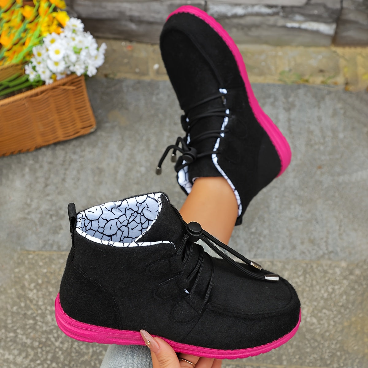 Women’s Casual Athletic Sneakers Lightweight Non-Slip EVA Flat Shoes Black Pink