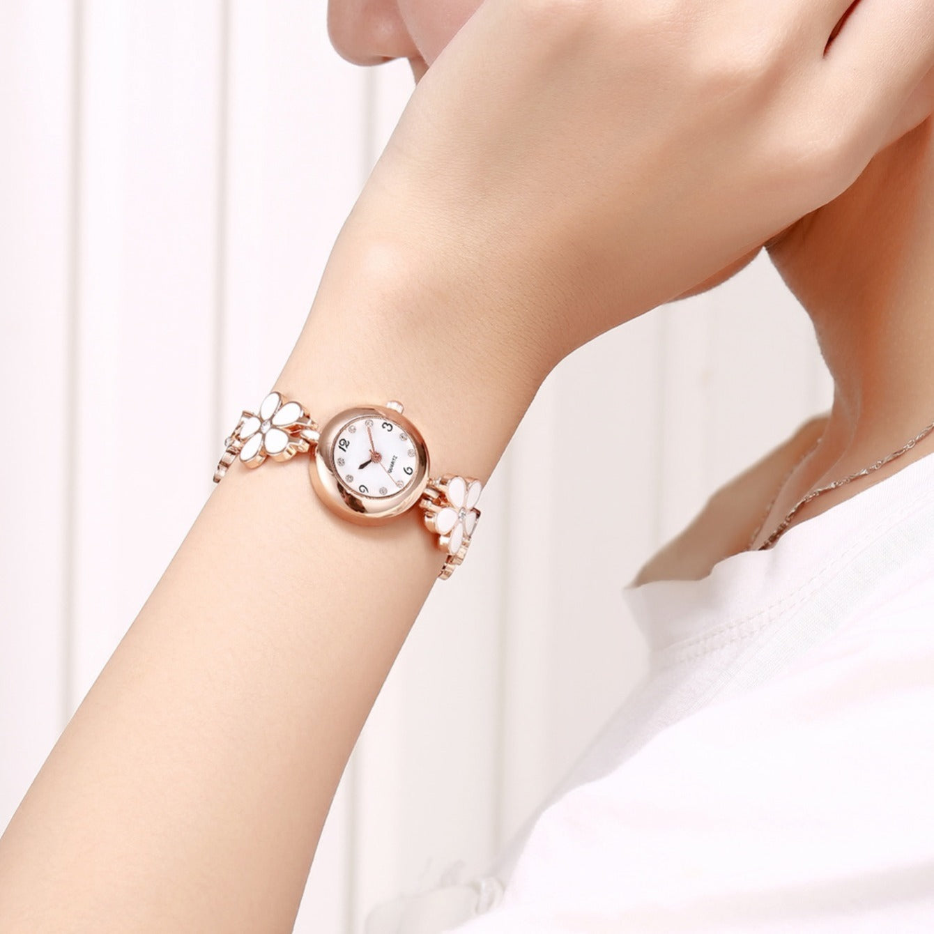 Women's Quartz Watch with Sub-Dial and Sakura Steel Band