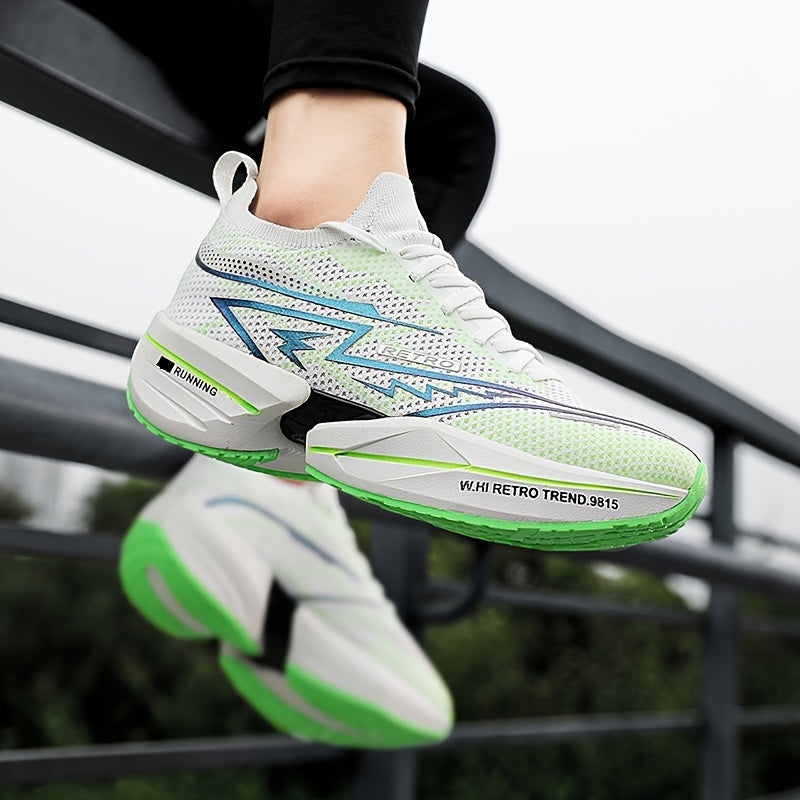 Zapatillas de tela transpirable para todas las estaciones para hombre con estampado de letras geométricas para correr casual y skateboarding