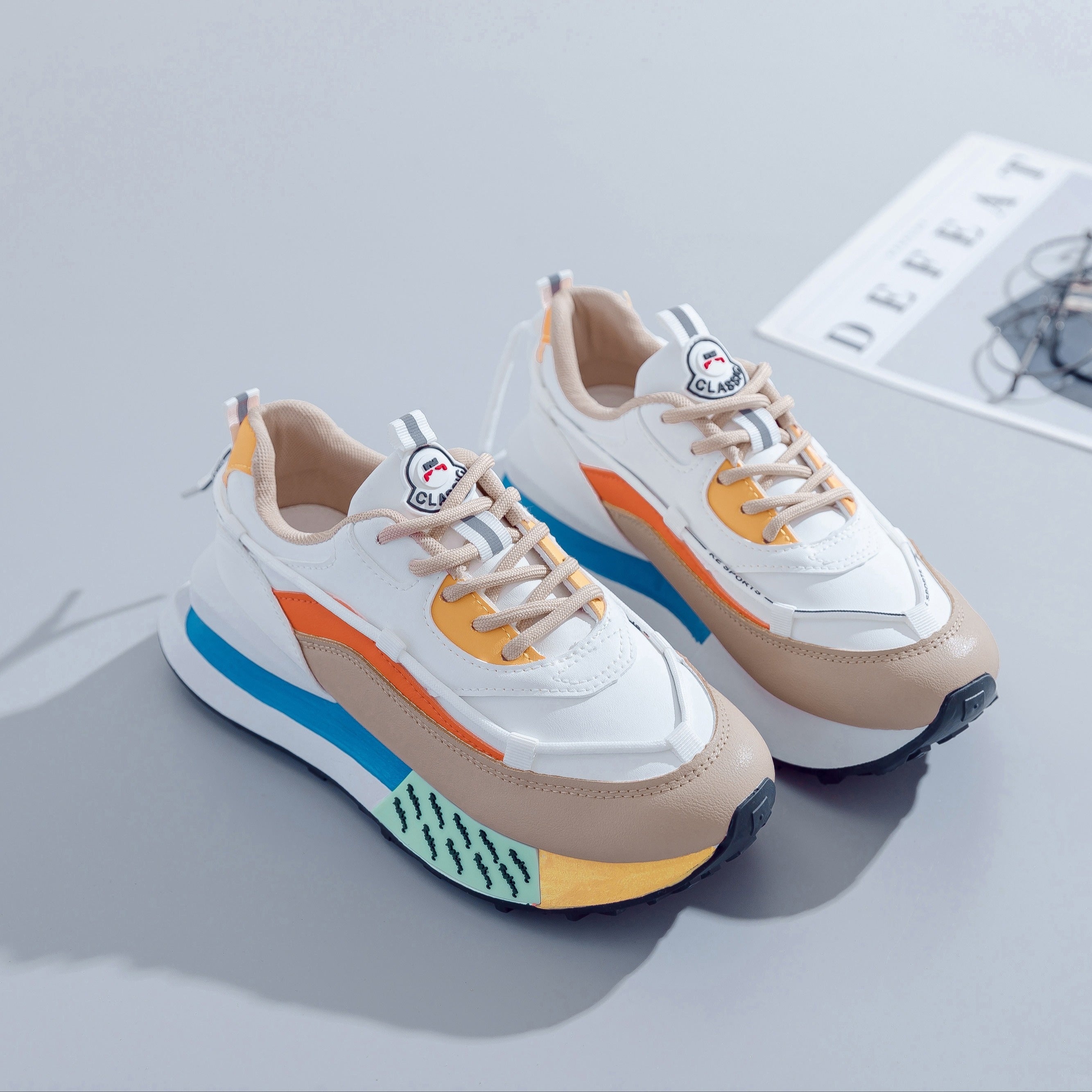 Women's Low-Top Lace-Up Casual Sneakers Breathable Fabric All-Season Comfort
