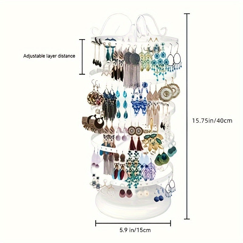 Rotating Metal Jewelry Rack with 5 Layers for Earrings and Studs Organizer Desktop Display