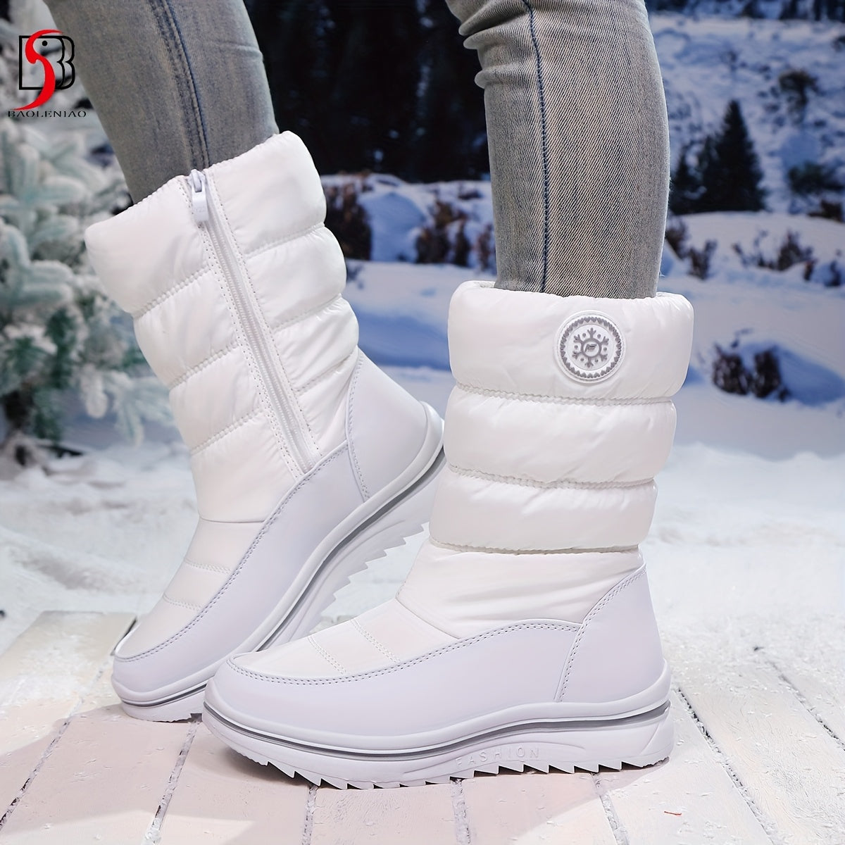 Women's Snow Boots Cold Weather Waterproof Mid-Calf Anti-Slip