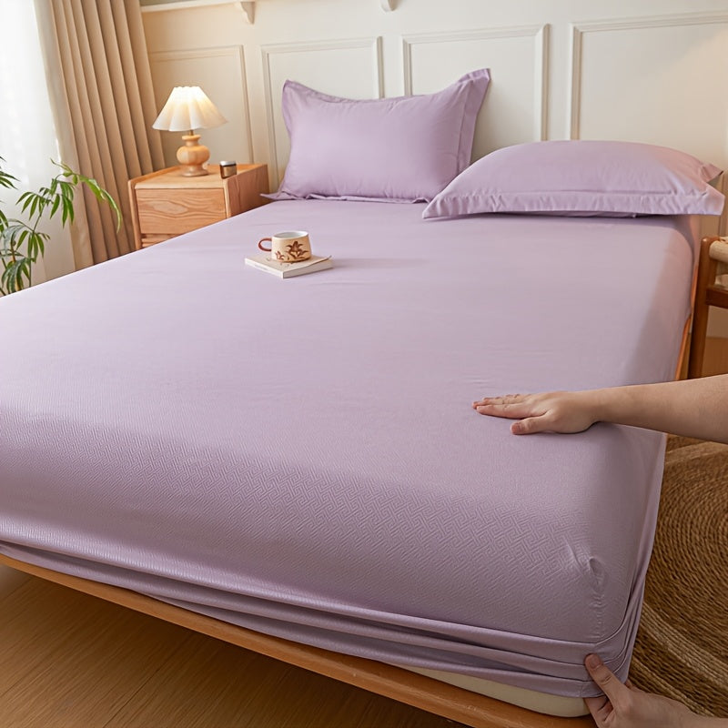 Light Blue Beige Full Wrap Fitted Sheet Non-Slip All-Season Bedding