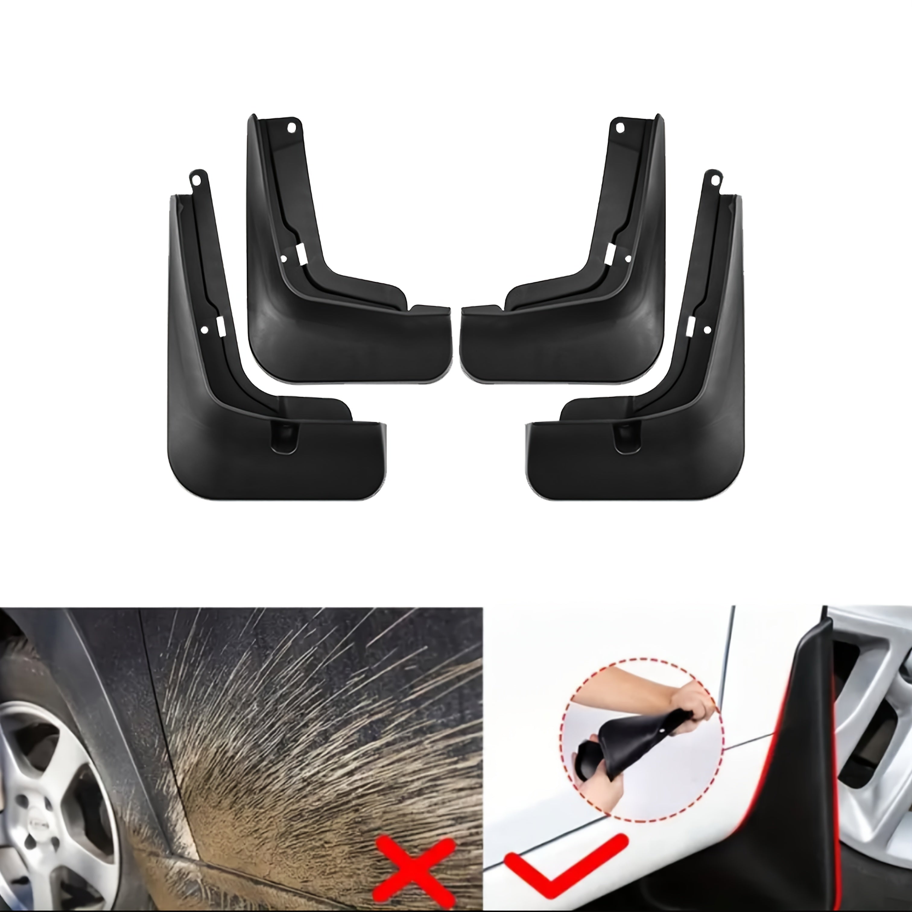 Car Mud Flaps Set Durable Stainless Steel Fender Mud Guards Front Rear Wheel