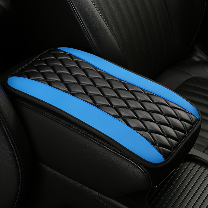 Car Interior Non-slip PU Leather Armrest Pad Cover with Diamond Stitch