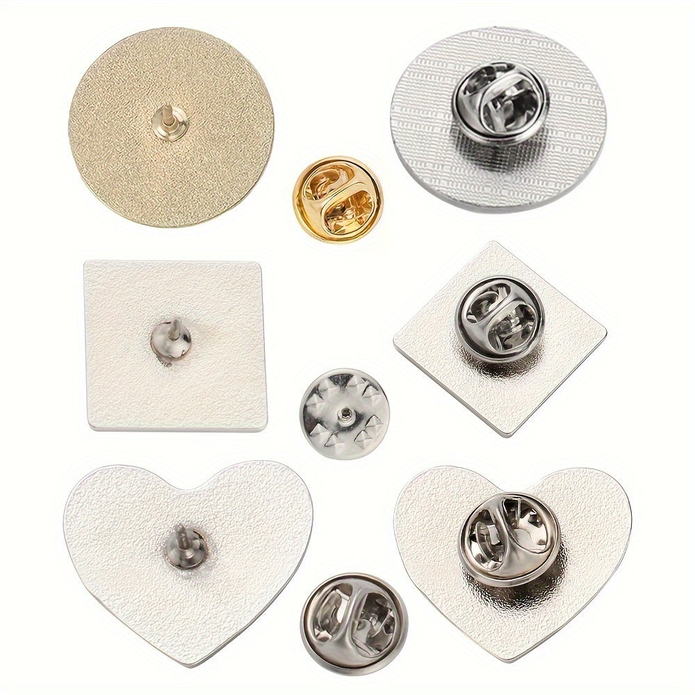 Set of 10 Customizable Metal Cufflinks and Badge Buttons in Various Shapes for Gifts