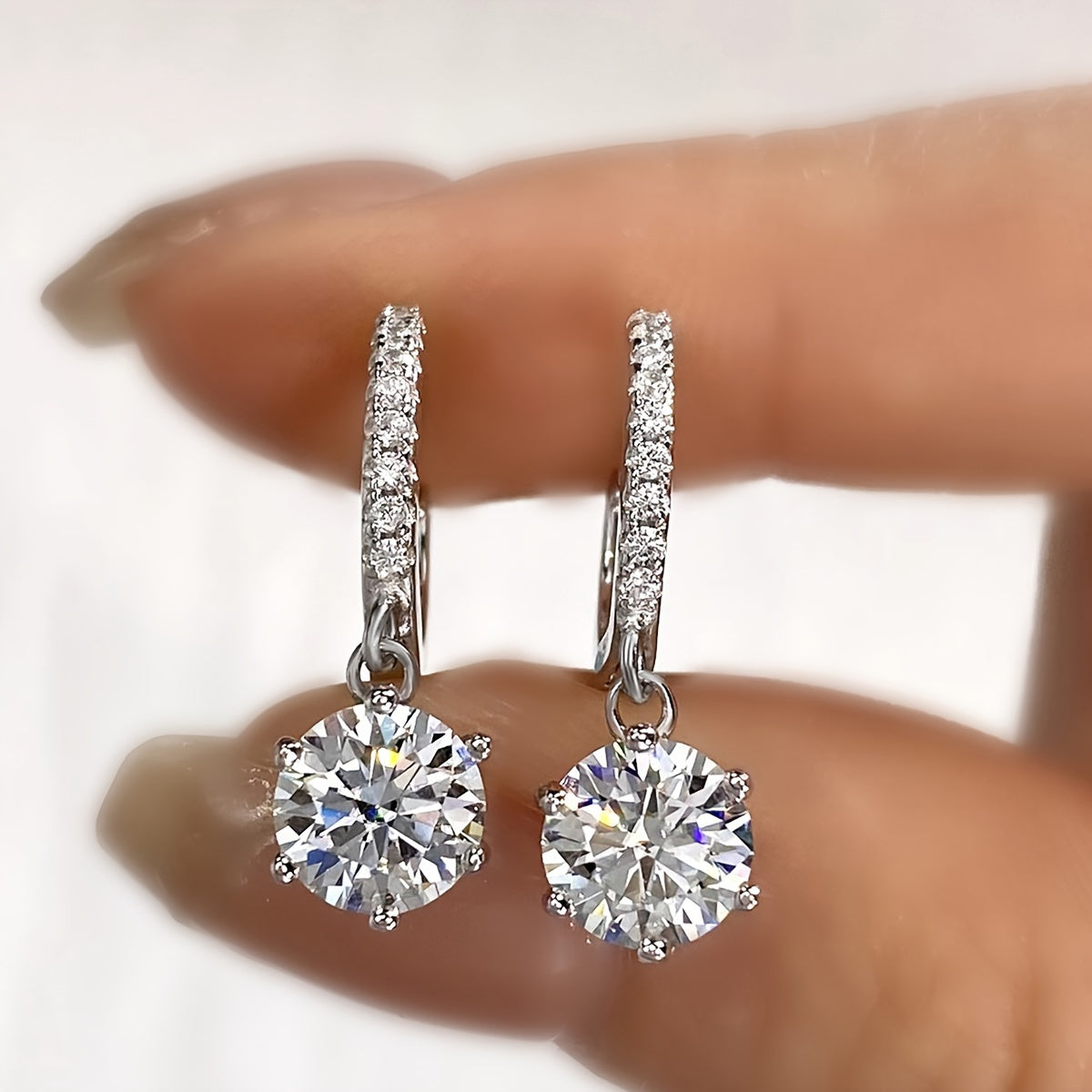 925 Silver Earrings for Women with Moissanite 1ct Prong Set Jewelry for Special Occasions