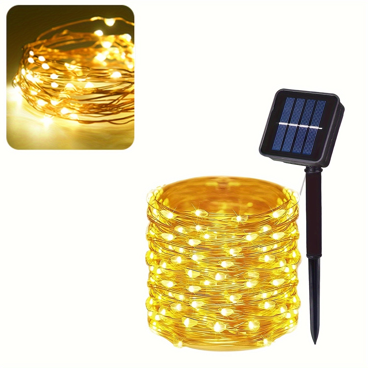 Luces de hadas LED solares con 8 modos, luces de cuerda para exteriores para decoración de jardín, patio, fiesta, 7m 12m 22m 32m